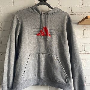 VINTAGE ADIDA EMBROIDERED GRAY HOODIE